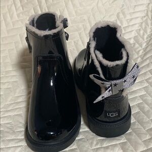 UGG Kids Black Boots with Star Bow